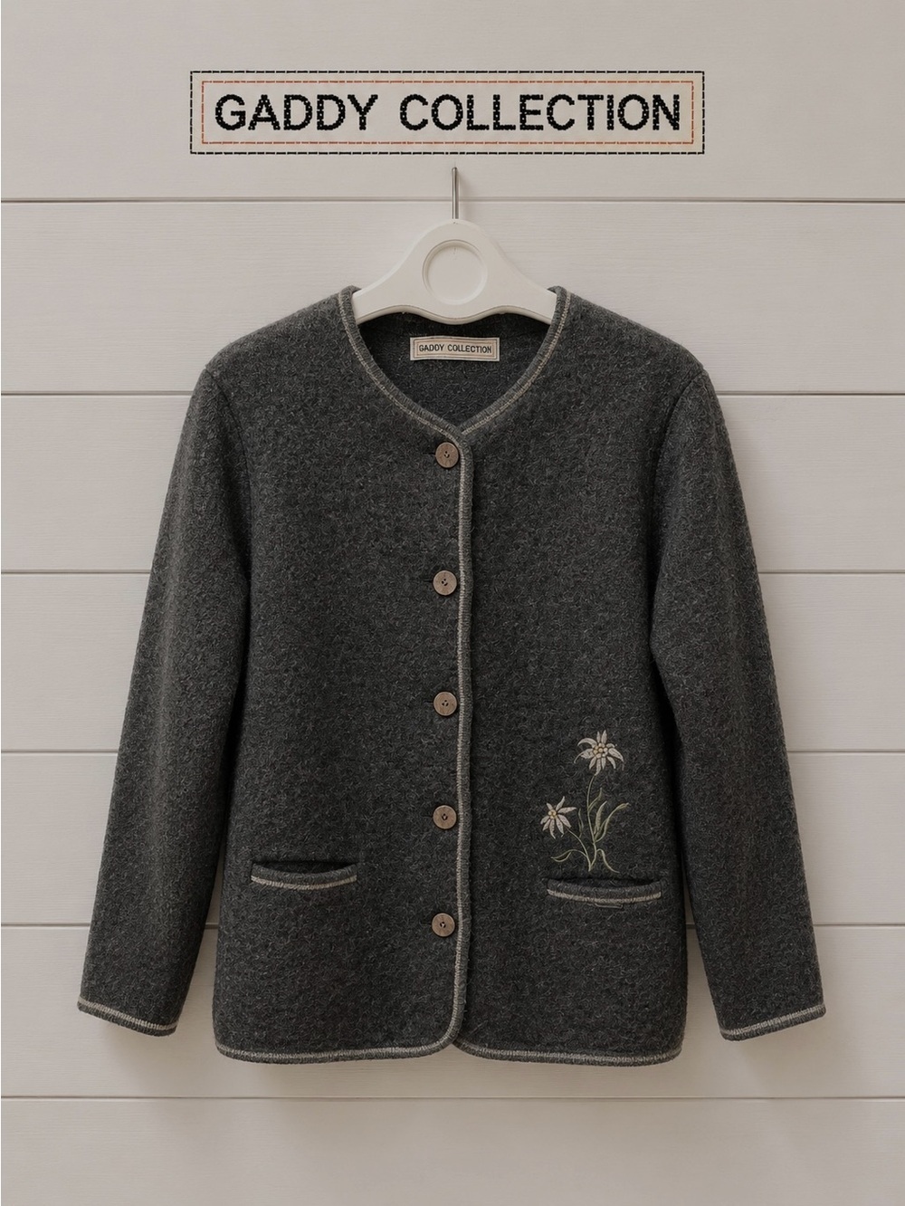 GADDY COLLECTION Gray Embroidered Cardigan – M/M